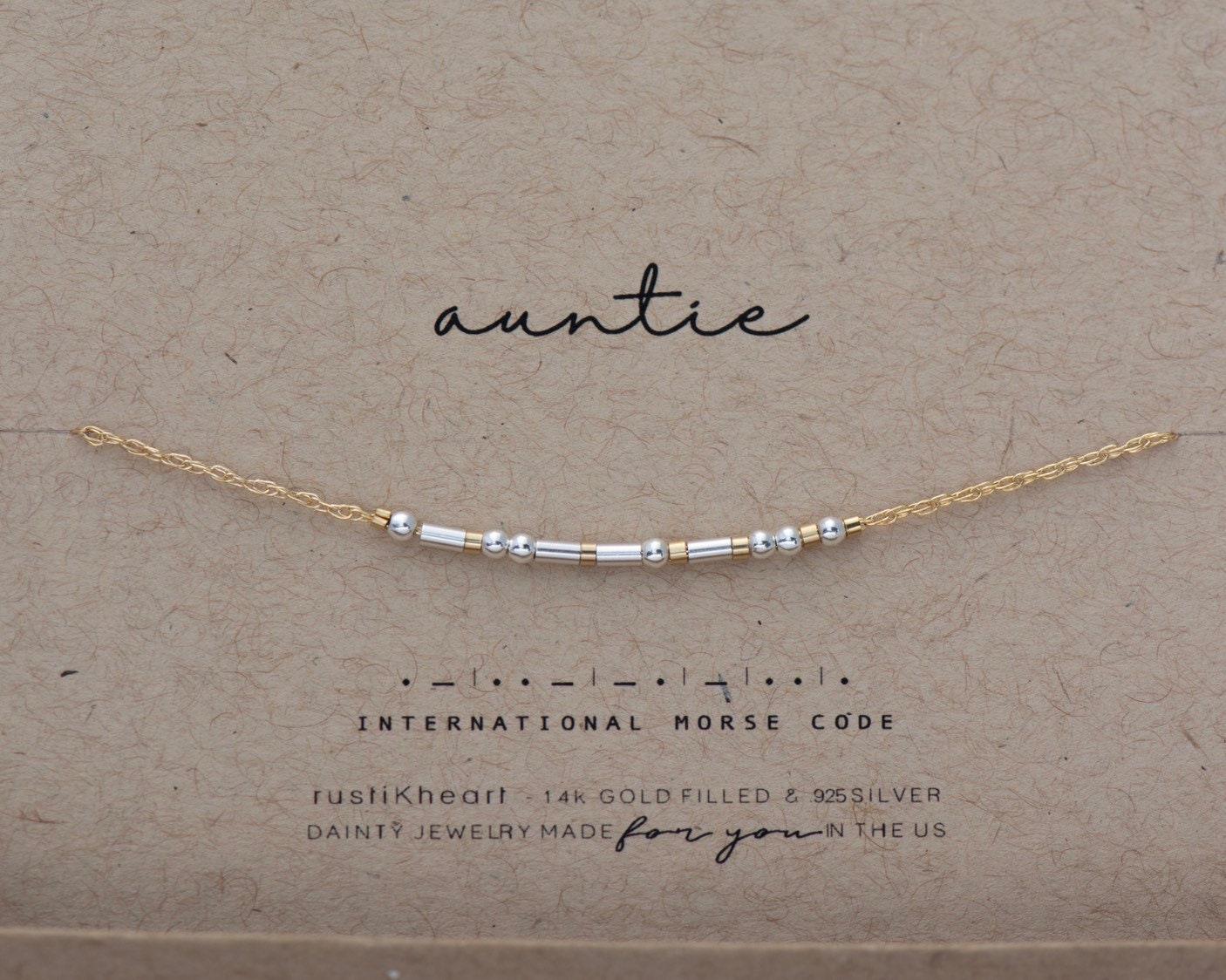Auntie Morse Code Bracelet • AX.SS.ST.Y1.Y - Morse and Dainty
