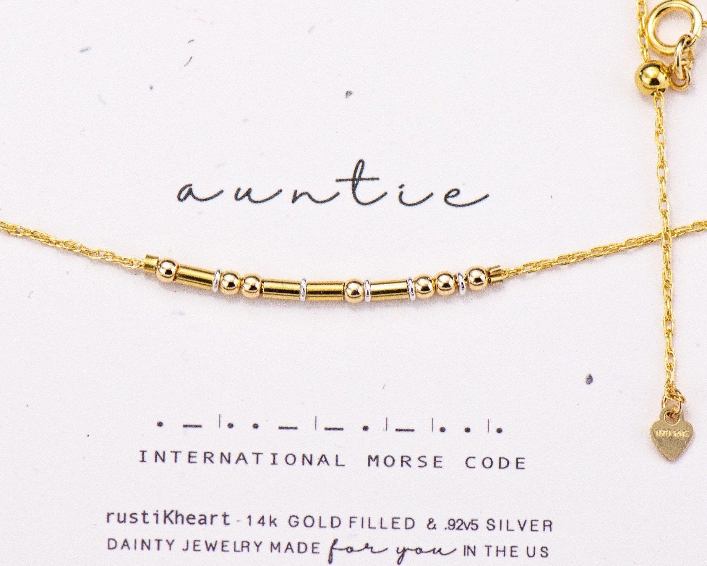 Auntie Morse Code Necklace • AX.YS.YT.S2.Y - Morse and Dainty