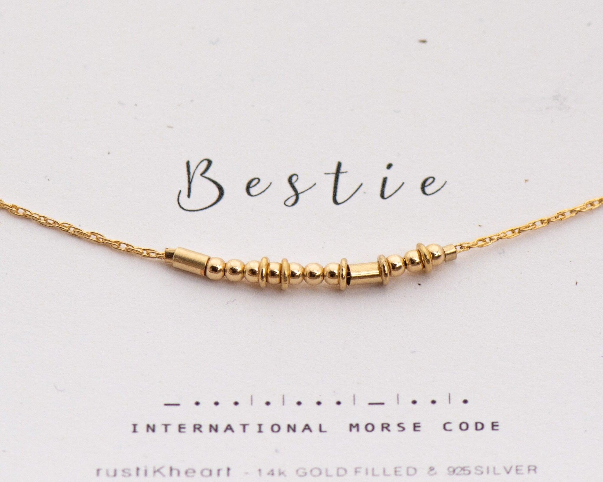 Bestie Morse Code Necklace • AX.YS.YW.Y3.Y - Morse and Dainty