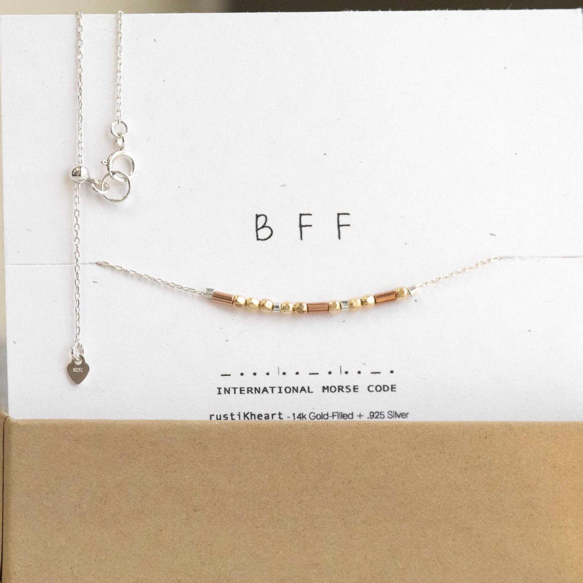 BFF Morse Code Necklace • AX.YF.RT.S1.S - Morse and Dainty
