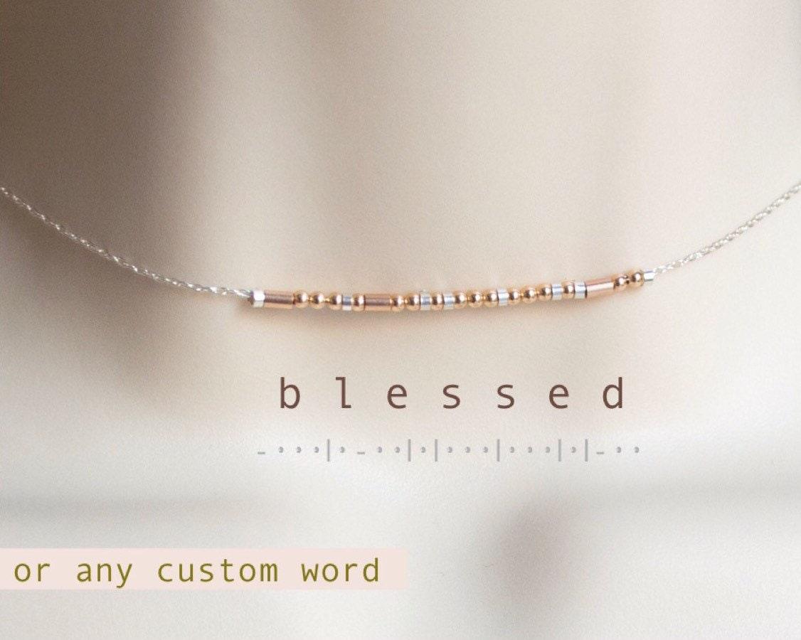 Blessed Morse Code Necklace • AX.RS.RW.S1.S - Morse and Dainty