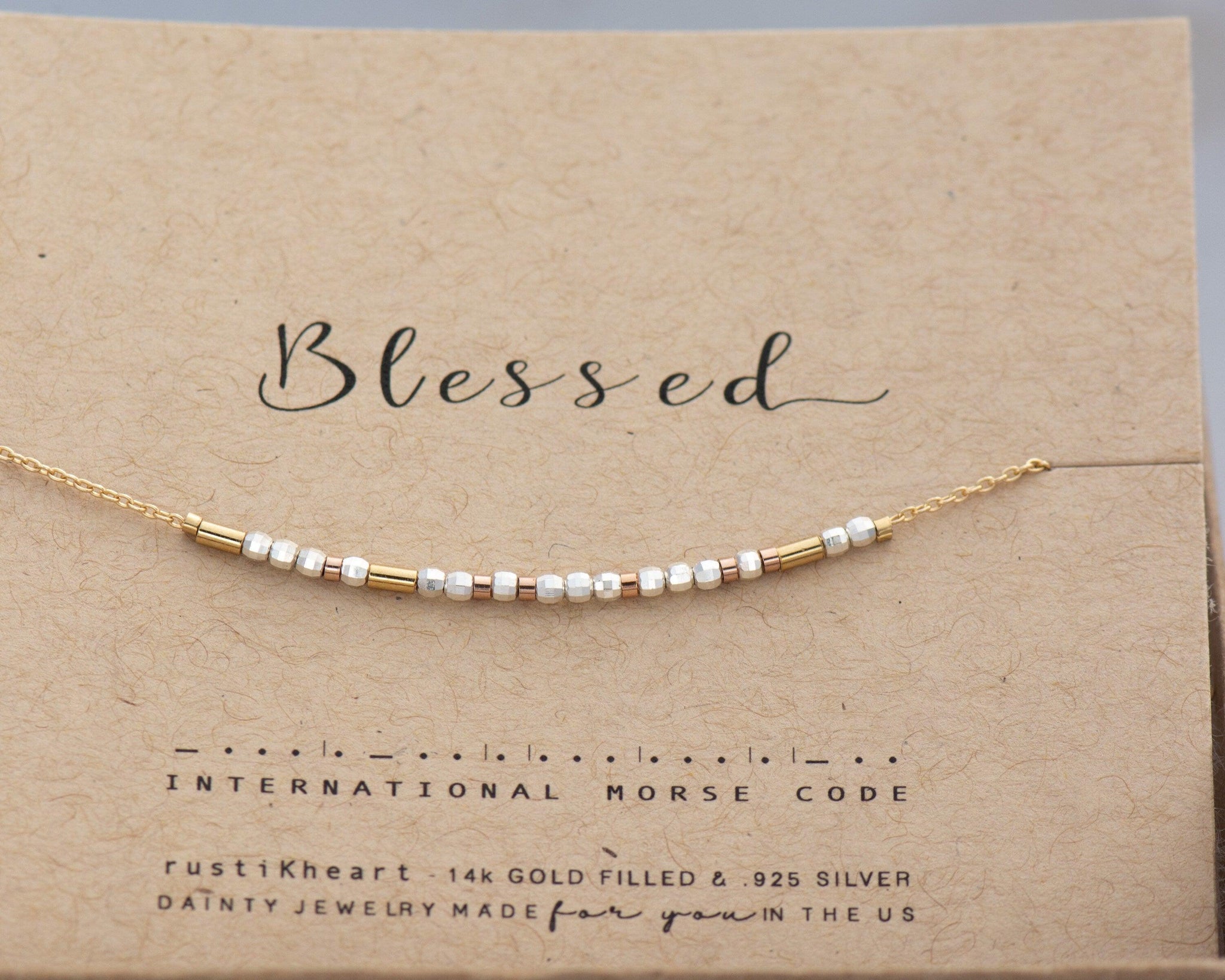 Blessed Morse Code Necklace • AX.SD.YT.R1.Y - Morse and Dainty