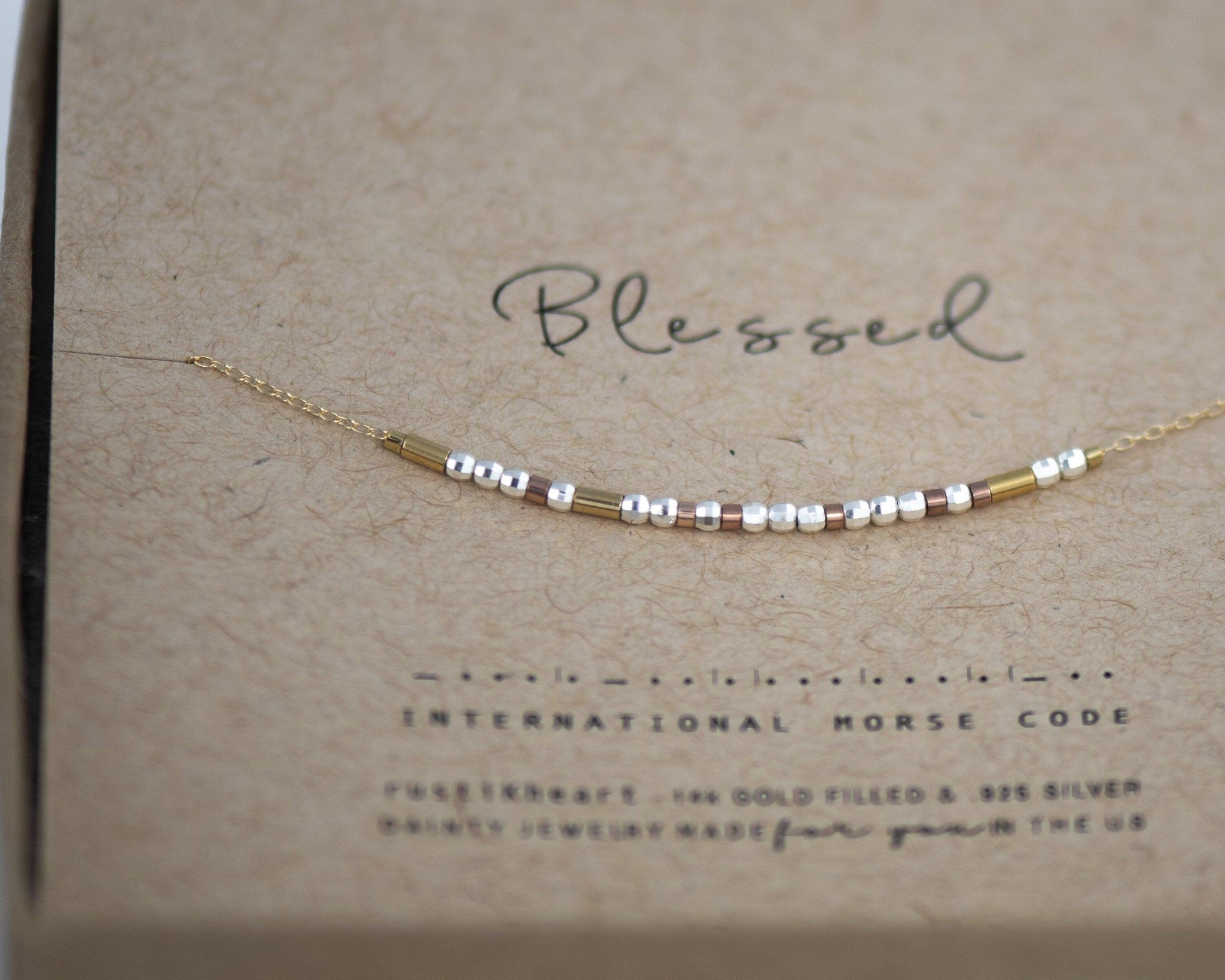 Blessed Morse Code Necklace • AX.SD.YT.R1.Y - Morse and Dainty