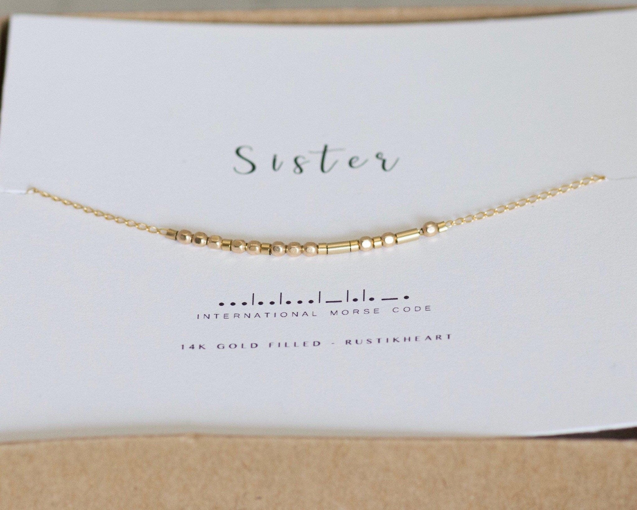 Custom Morse Code Message Necklace | Godmother Gift for Grandma| Faith Patience Gold Necklace - Morse and Dainty