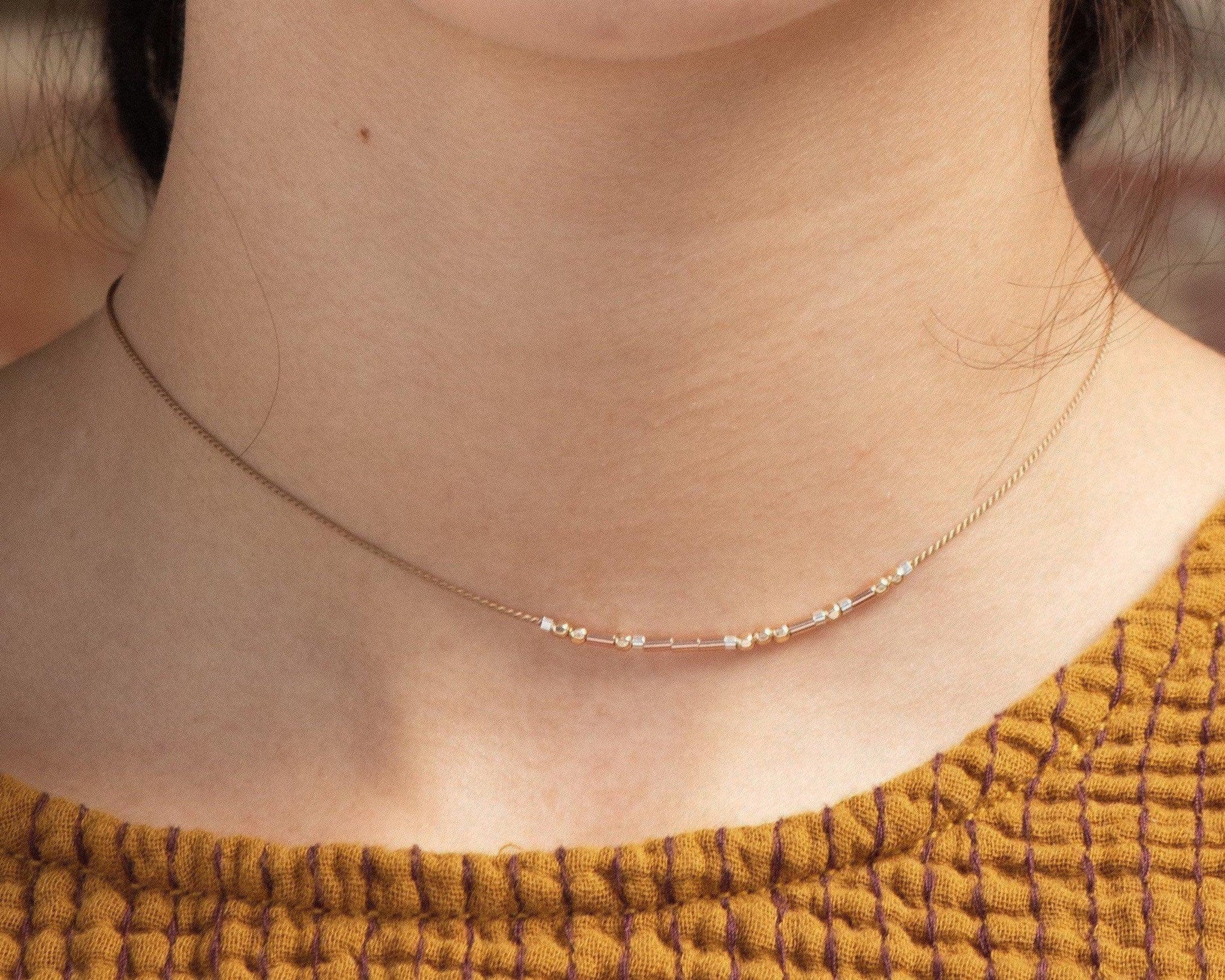 Dainty Morse Code Necklace • AX.YF.RT.S1 - Morse and Dainty