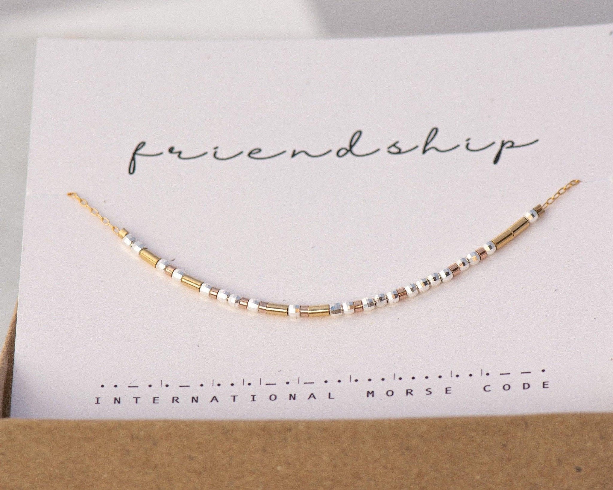 Friendship Morse Code Necklace • AX.SD.YT.R1.Y - Morse and Dainty