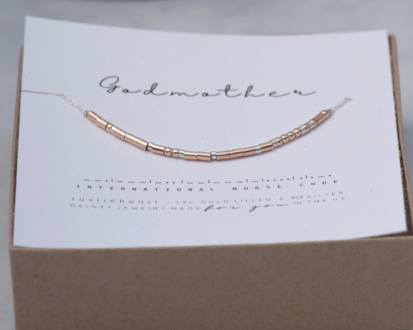 Godmother Morse Code Necklace • AX.RS.RW.S1.S - Morse and Dainty