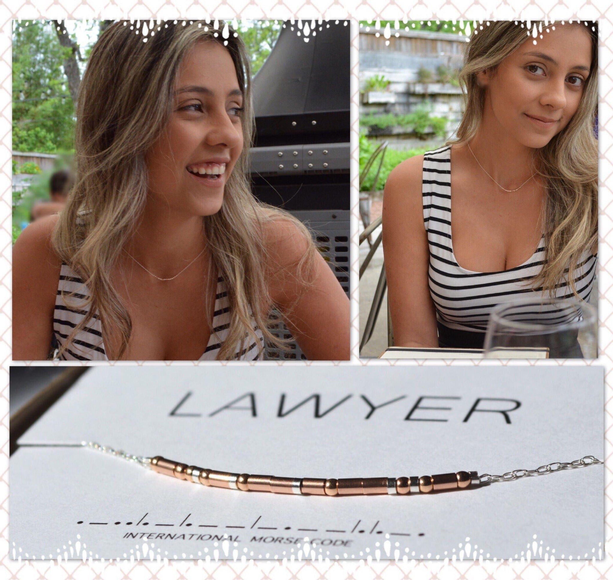 Law School Graduation Gift • Morse Code Lawyer Silver Chain Necklace / Grad Gift / Morivation Dreams & Goals Lawyer Law Student Attorney - Morse and Dainty