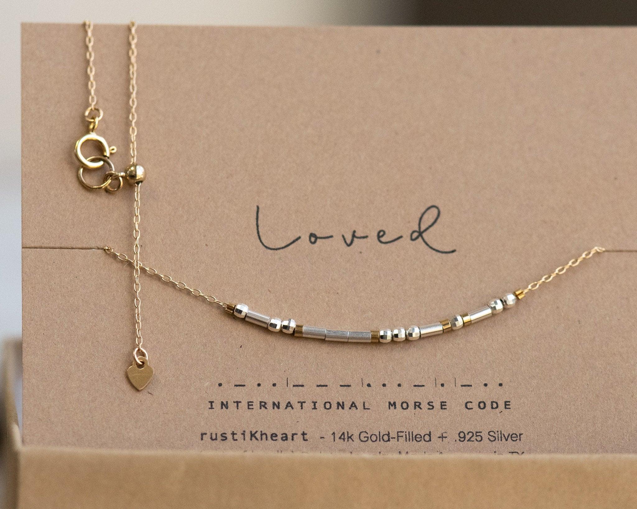 Loved Morse Code Necklace • AX.SD.ST.Y1.Y - Morse and Dainty