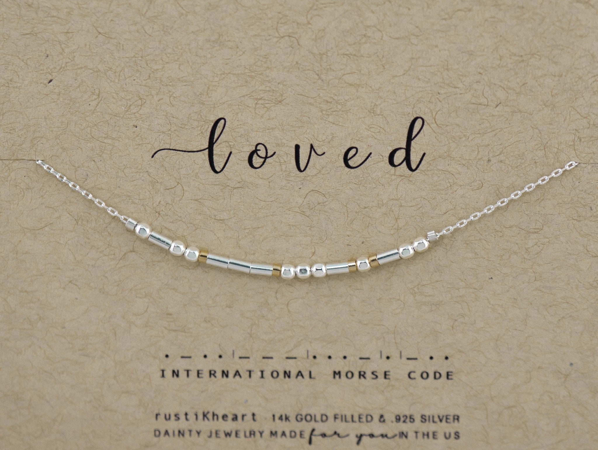Loved Morse Code Necklace • AX.SF.ST.Y1.S - Morse and Dainty