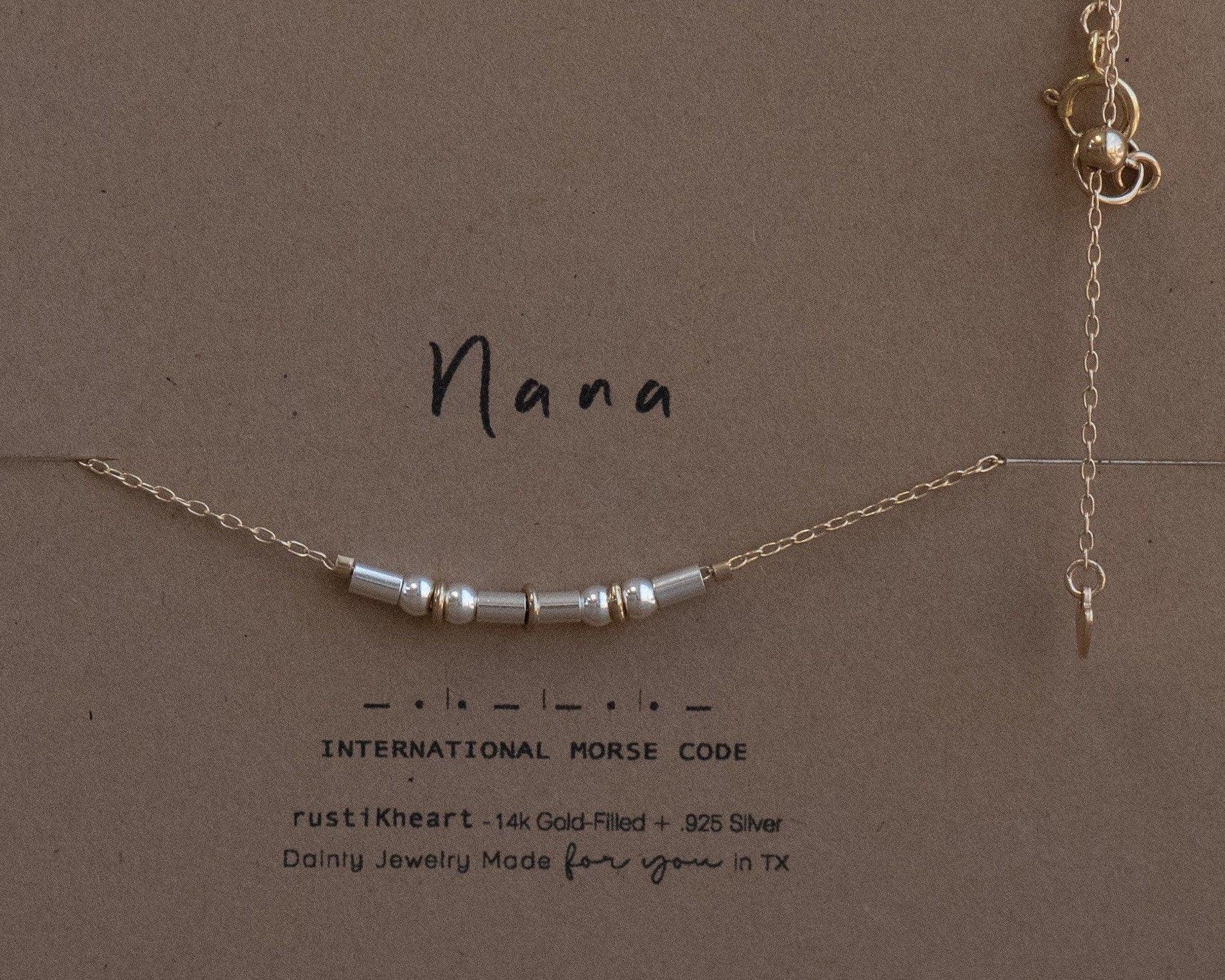 Nana Morse Code Necklace • AX.SB.SW.Y3.Y - Morse and Dainty
