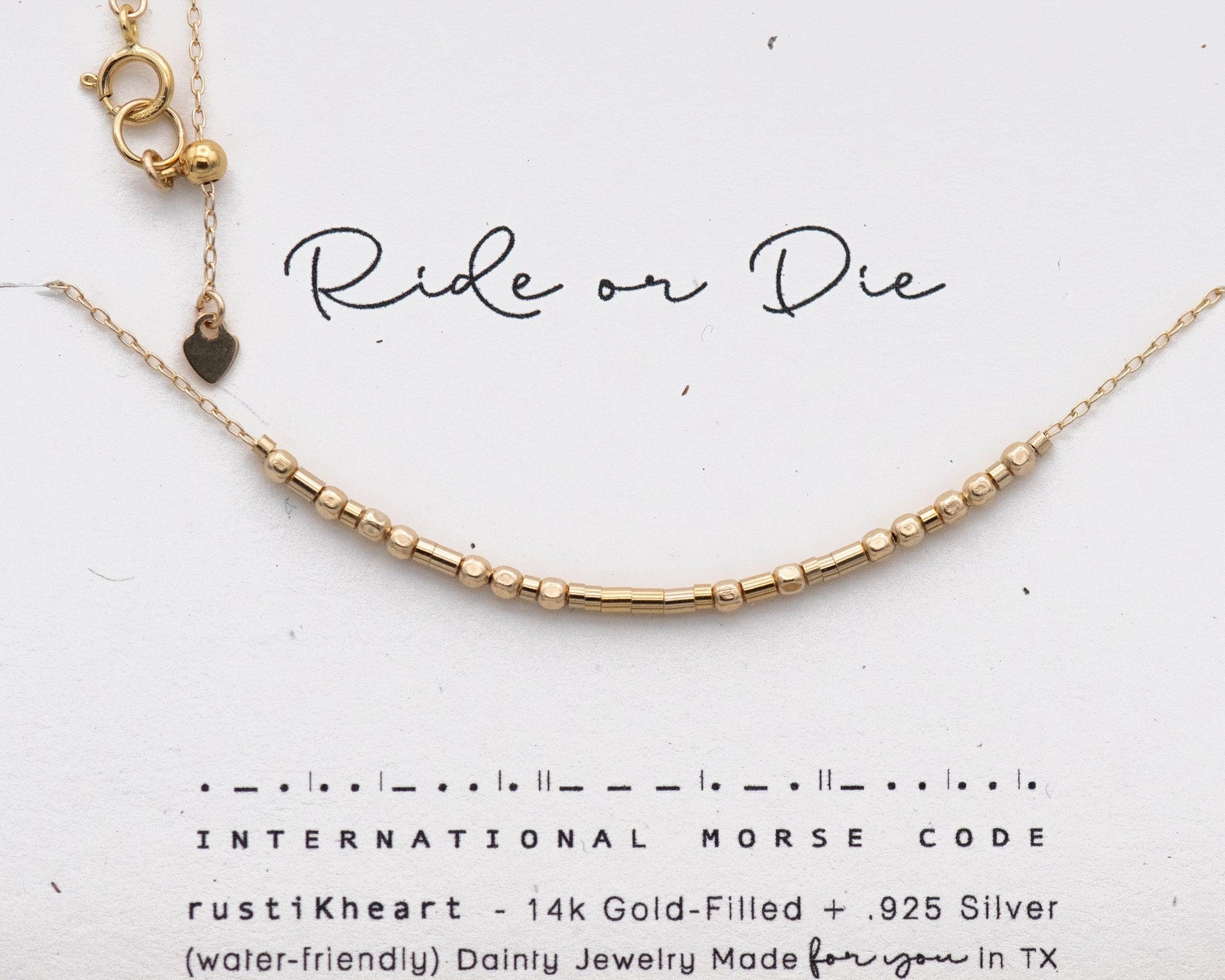 Ride Or Die Necklace Morse Code Necklace or Custom Galentine’s Day Gift Chain Personalized Dainty Gold Necklace Best Friend Gift - BFF - Morse and Dainty