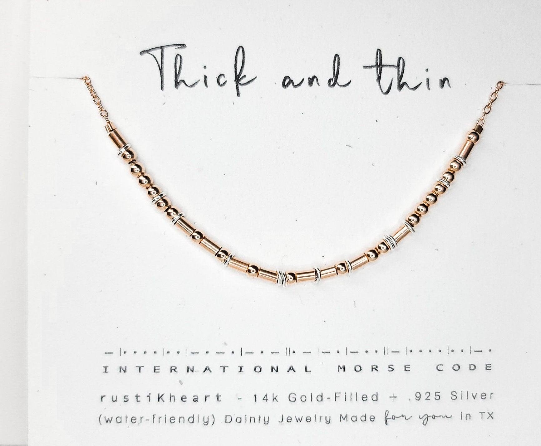 Rose Gold Chain Morse Code Necklace Rose Gold Morse Code Necklace Beads - Morse and Dainty