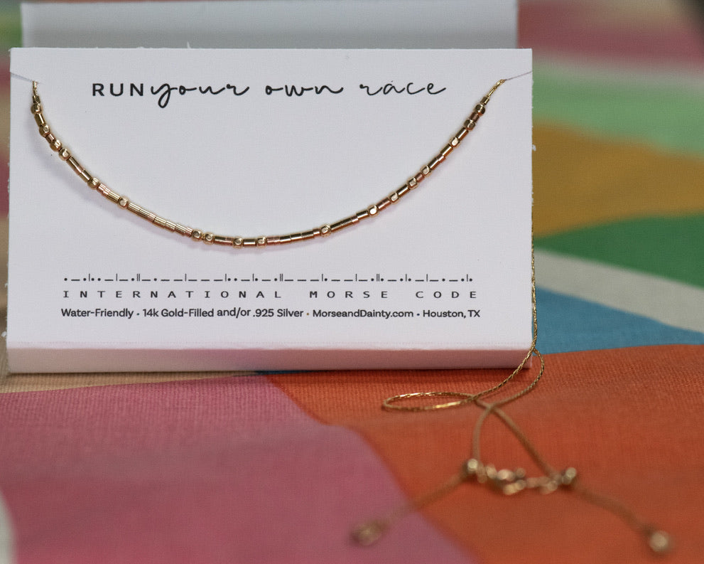 Run Your Own Race Morse Code Necklace