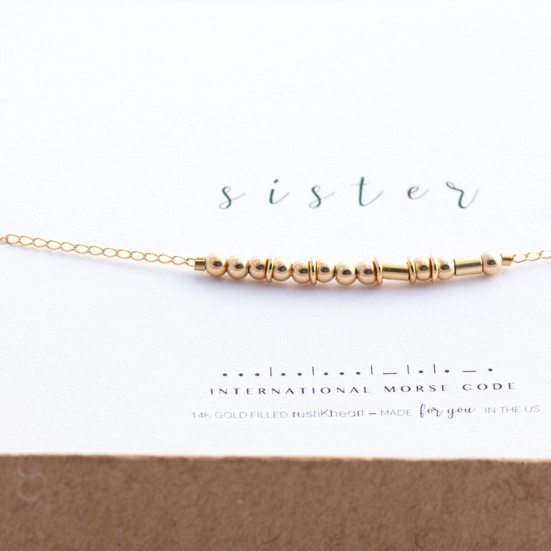 Sister Gift Necklace • Sister Morse Code Necklace • Sister Gold Morse Code Chain Necklace • Best Friend Gifts Graduation Gift - Morse and Dainty