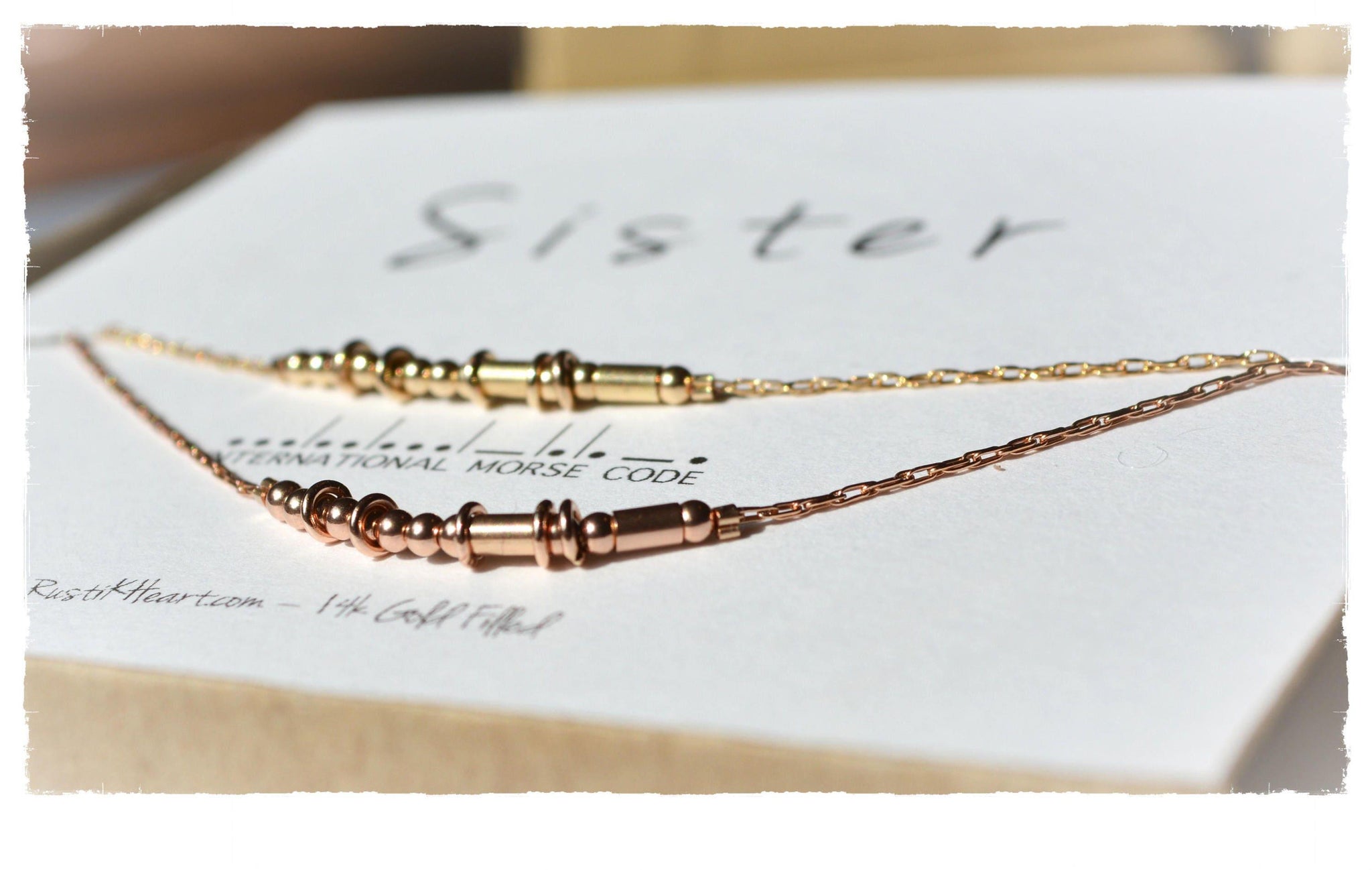 Sister Morse Code Bracelet • AX.YS.YW.Y3.Y - Morse and Dainty