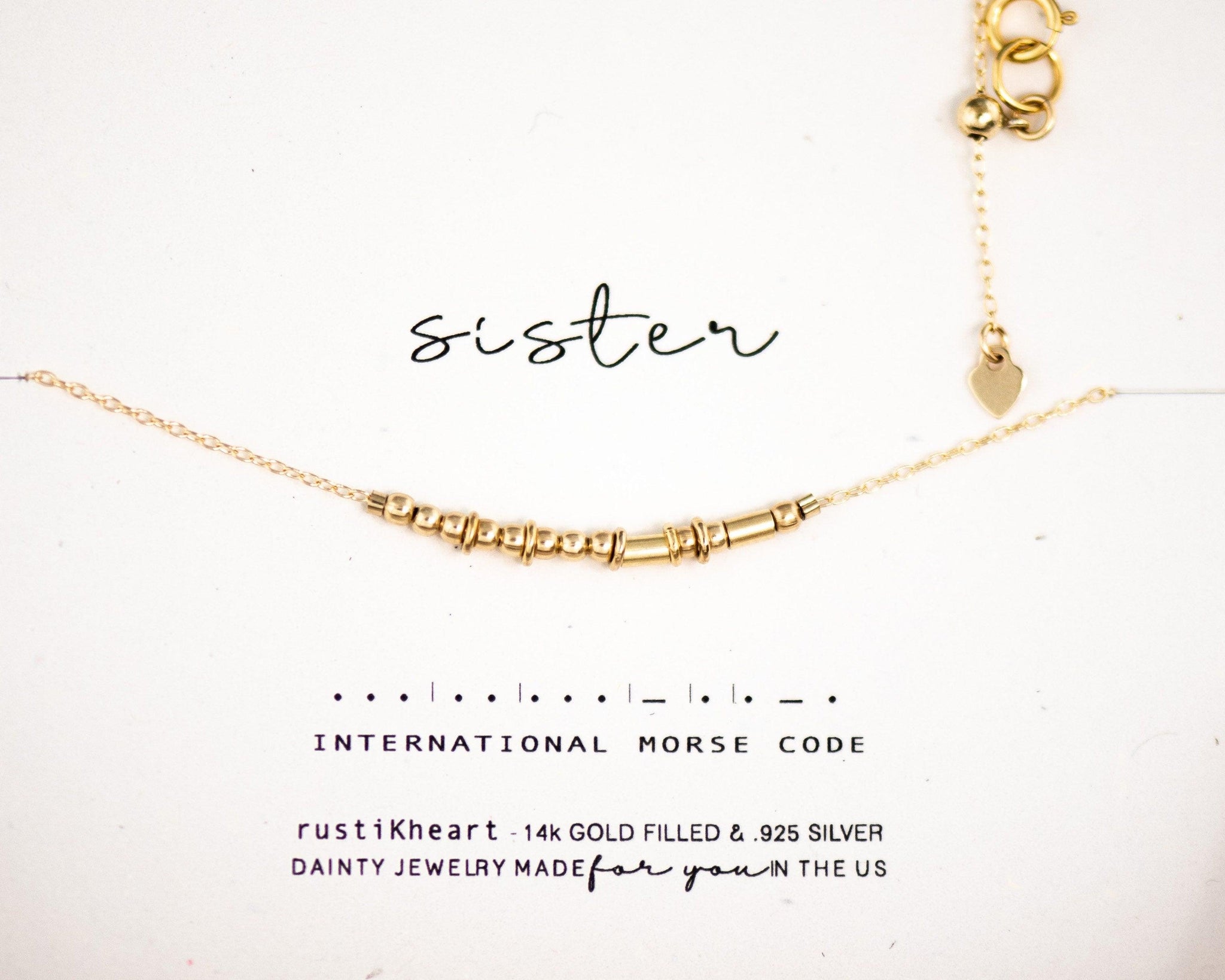 Sister Morse Code Necklace • AX.YS.YW.Y3.Y - Morse and Dainty