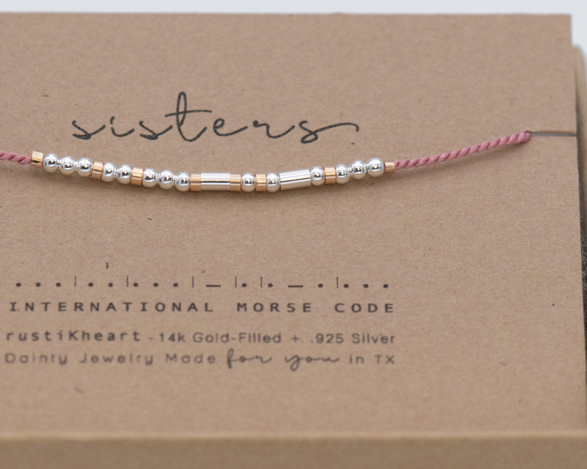 Sisters Morse Code Bracelet • AX.SS.SW.R1 - Morse and Dainty