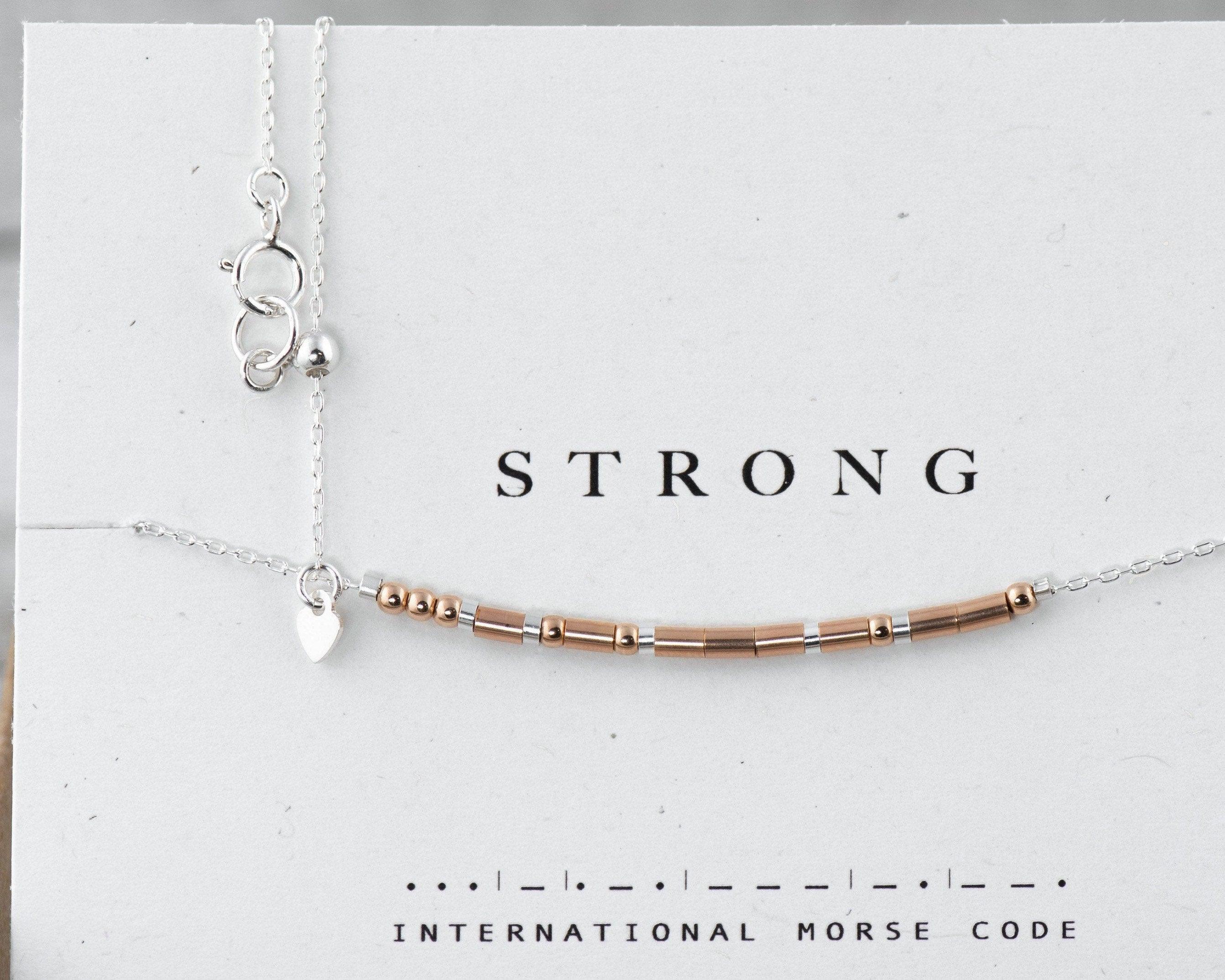 Strong Morse Code Necklace • AX.RS.RW.S1.S - Morse and Dainty